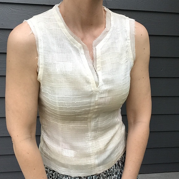 TEENFLO ivory sleeveless shell blouse XS S (F10) - Picture 3 of 10